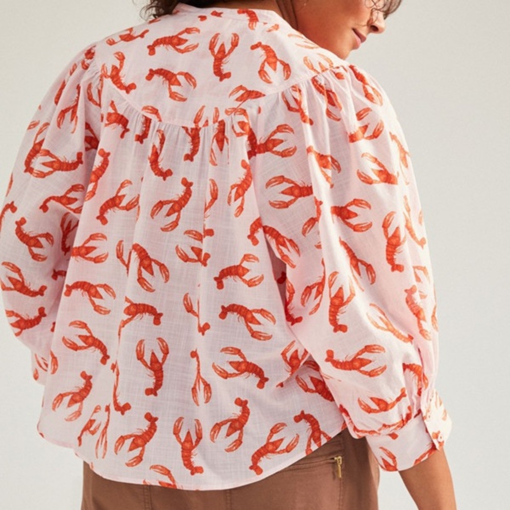 Anthropologie Whimsy Lobster Print Button Down Shirt - Picture 15 of 15